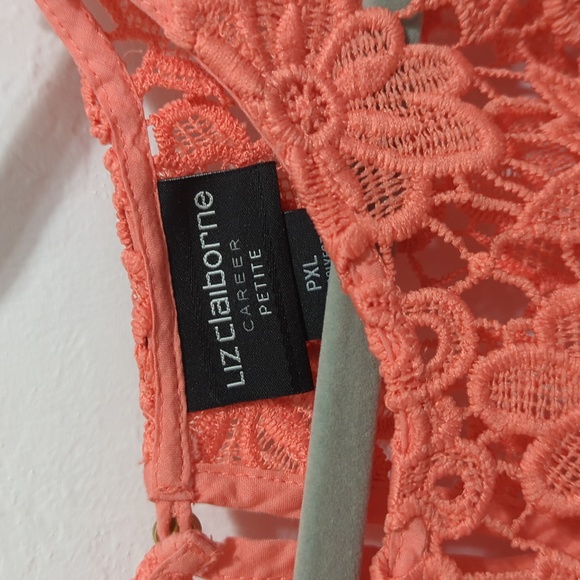Liz Claiborne Salmon Color Lace Top Size PXL (petite extra large) - Picture 5 of 13